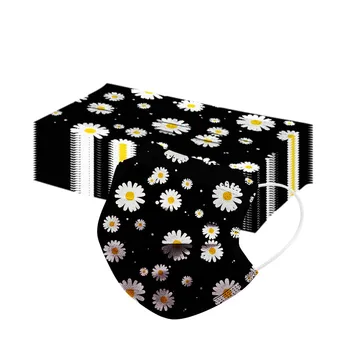 

50pcs 3ply Mask Daisy Print Mouth Cover Protect Mouth Nose Soft And Breathable Protection Facemask Mascarilla Mouth-muffle Masks