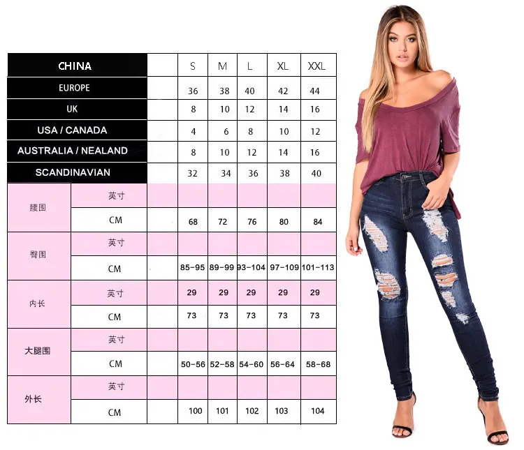 EBay алиэкспресс Европа и Америка Средняя Талия Slim Fit эластичность стирка потертые с отверстиями ковбойские брюки Термо