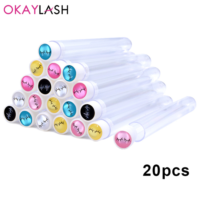 20Pcs/lot Empty Eyelash Mascara Wands Tubes Reusable Glitter Plastic Lash Brush Case Spoolie Comb Container Wholesale