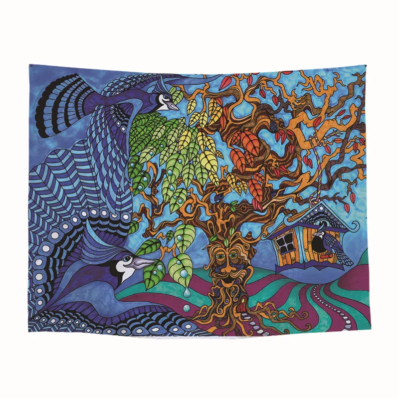 

Europe And America Hot Selling Coloured Drawing Swallows Tree Tapestry Corridor Bedroom Living Room Canvas Manufacturers Direct