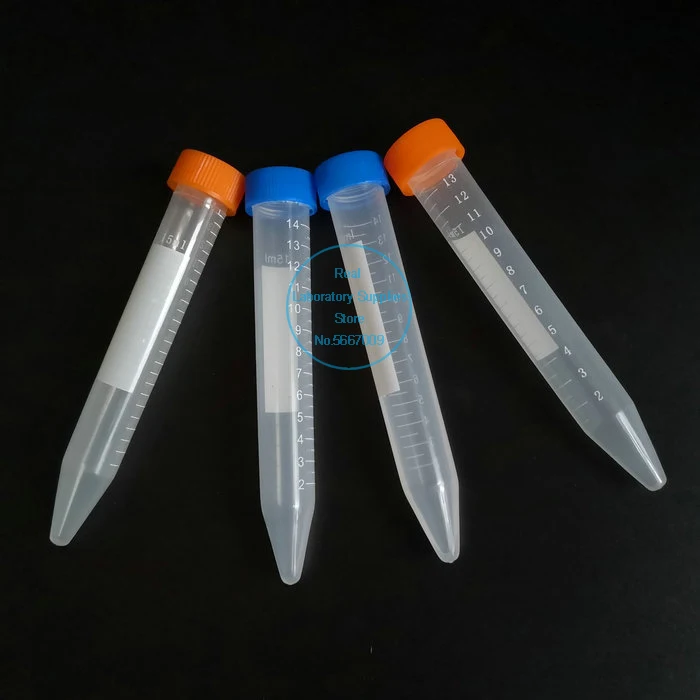 100pcs/lot 15ml Clear Plastic centrifuge tube PP Microcentrifuge Sharp-bottomed/Cone with screw cap Plastic Test Sample Vials
