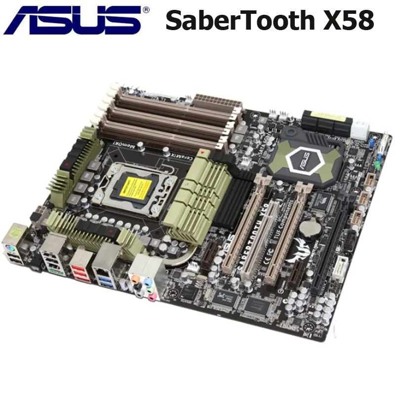 Материнская плата LGA 1366 ASUS SaberTooth X58 процессор i7 Extreme/Core i7 DDR3 24 ГБ Intel X58 LGA 1366 оригинальная системная плата для настольных ПК