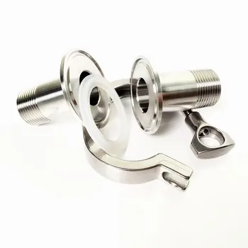 

1-1/4" DN32 Sanitary Male Thread Set Ferrule OD 50.5MM +1.5"Tri Clamp+PTFE Gasket Stainless Steel SS304