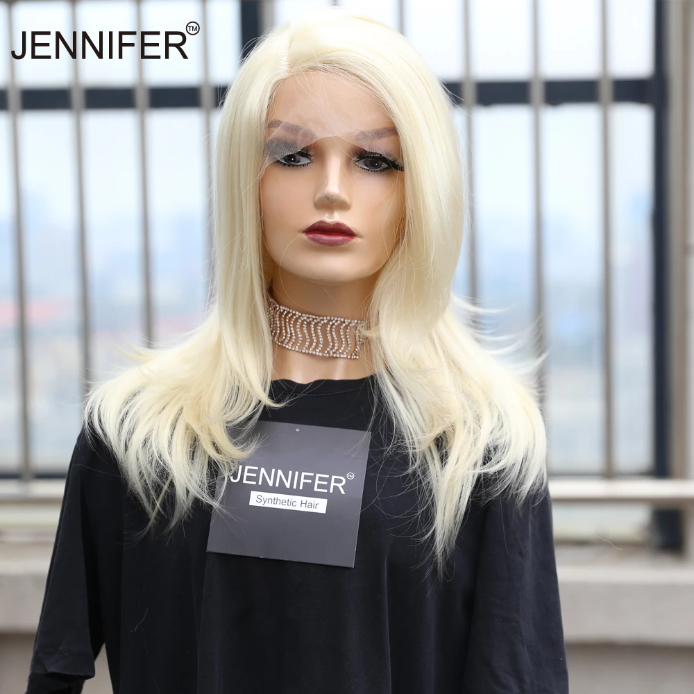 

Medium Straight Hair Synthetic wigs Side Part Lace Front Wig 613 color Heat Resistant Fiber Cosplay Party Daily Wigs For Women