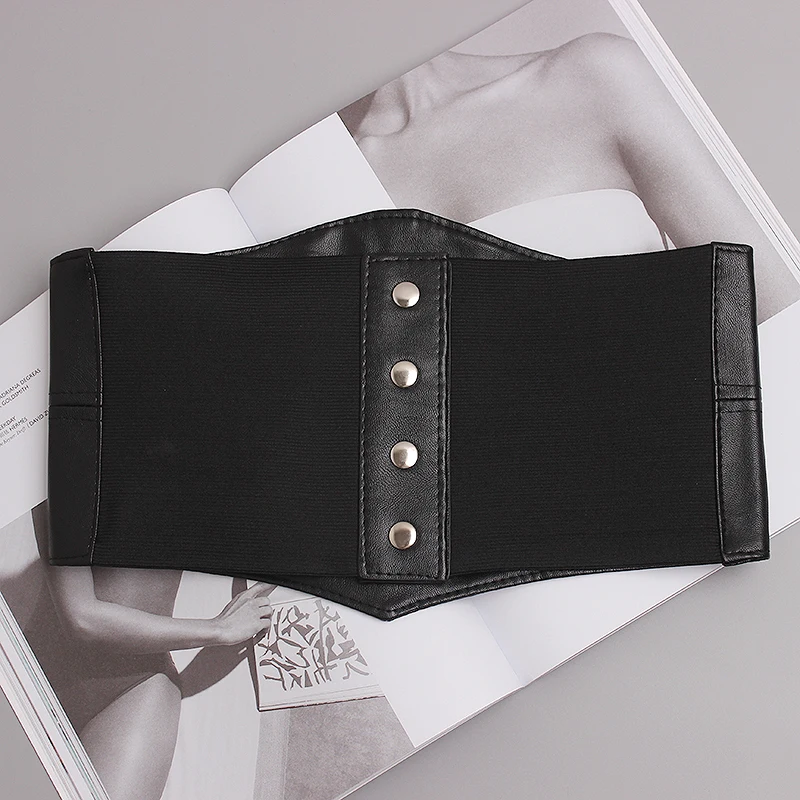 Lady Woman Ultra Super Wide Belt PU Elastic Corset Elastic Corset Belt Plus  Size 