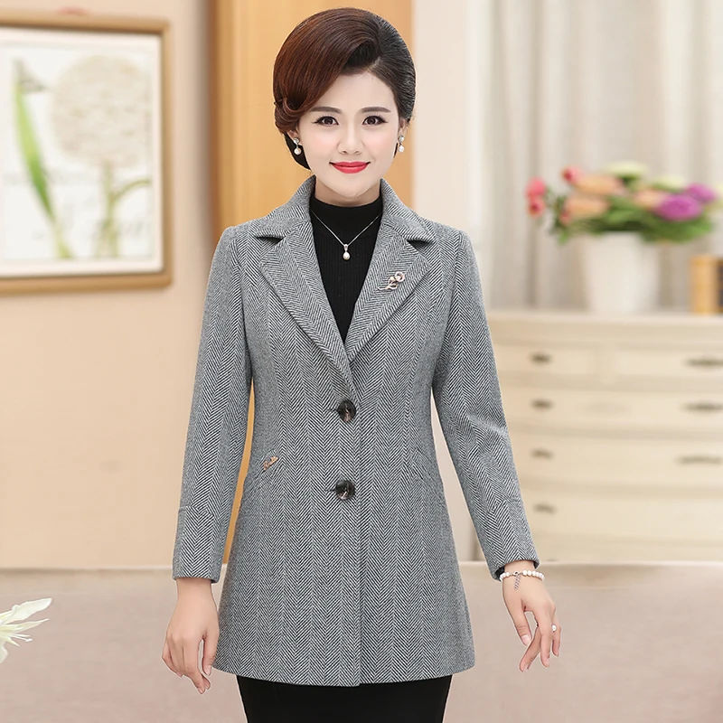 Элегантный женский Блейзер осенняя одежда молодежная одежда для женщин шерстяное пальто короткая куртка в полоску Женский костюм для отдыха 1368