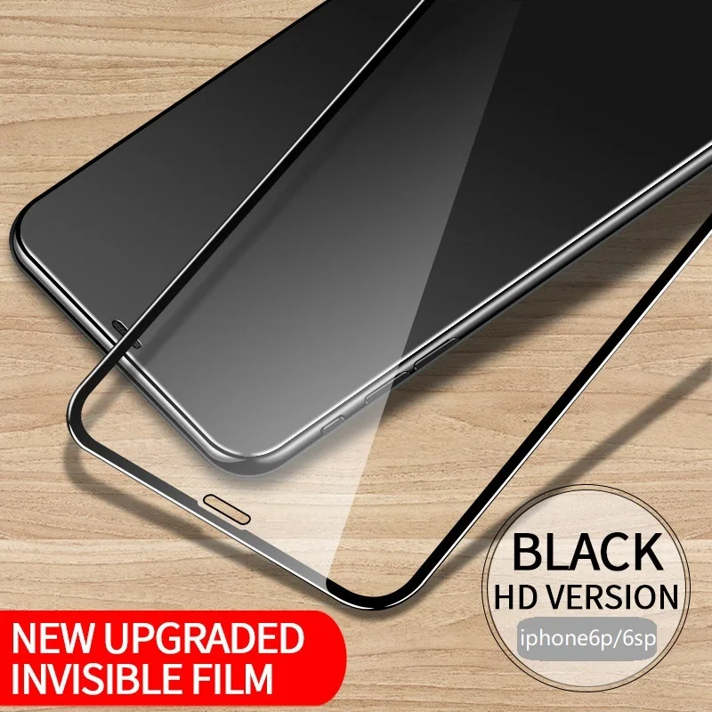 Закаленное стекло для iphone 6, 6s Plus, iphone 6, 7, 8 Plus, защитная пленка для экрана HD, прозрачная пленка, анти-синий светильник, полное покрытие - Цвет: 6plus 6s plus Black