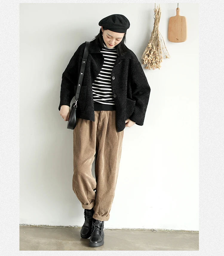 Autumn Winter Jackets Women Fashion Loose Blended Coat New Ladies Cardigan Tops Pocket Long-sleeved Mori Girl Jackets