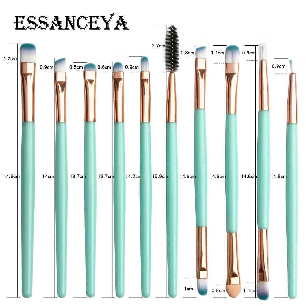 ESSANCEYA 11 шт. кисть для теней для бровей Пинцет для волос Красота Наклонный Съемник кольцо из нержавеющей стали зажимы для бровей Набор кистей для смешивания