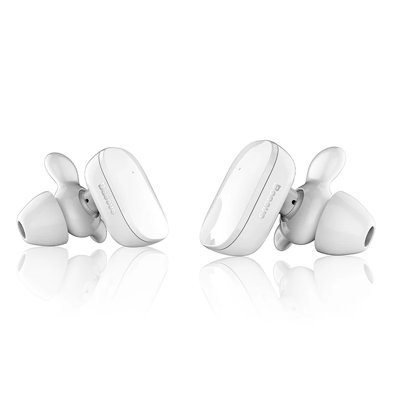 White Baseus W02 TWS беспроводные Bluetooth наушники с микрофоном 4D стерео 60 мАч Смарт сенсорное управление истинный беспроводной hearphone наушники - Цвет: White