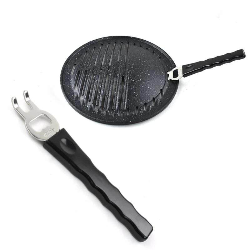 1Pcs Korean Barbecue Plate Round Iron BBQ Grill Plate Smokeless Non-Stick Gas Stove BBQ Roasting Cooking Tool Sets