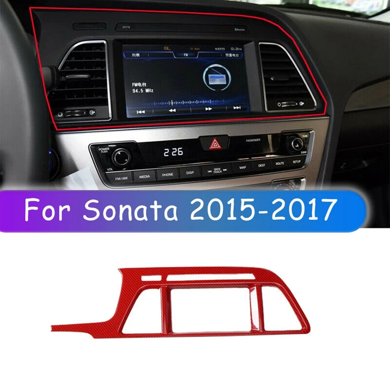 Для Hyundai Sonata 2015-2017 красное углеродное волокно DVD GPS навигация панель Крышка