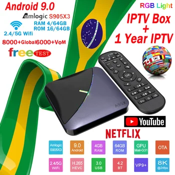 

A95X F3 TV BOX Smart HD 4+64G Android 9.0 TV programReceiver WIFI Europe Brazil IPTV Netflix top Media Player +1 Year IPTV Box