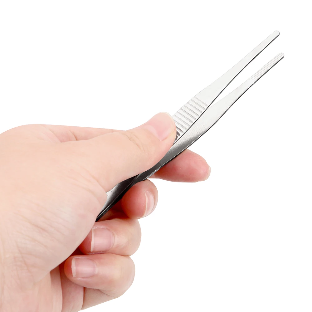 Tweezer Tool Barbecue Tweezers Stainless Steel Toothed Tweezer Long Barbecue Food Tong Straight Tweezer Home Medical Garden Kitchen BBQ Tool