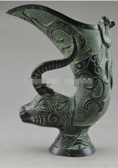 ---323+++Asia Collectible antique decorated old handwork Bronze animal statue Carved Sheep Gecko Vase | Дом и сад