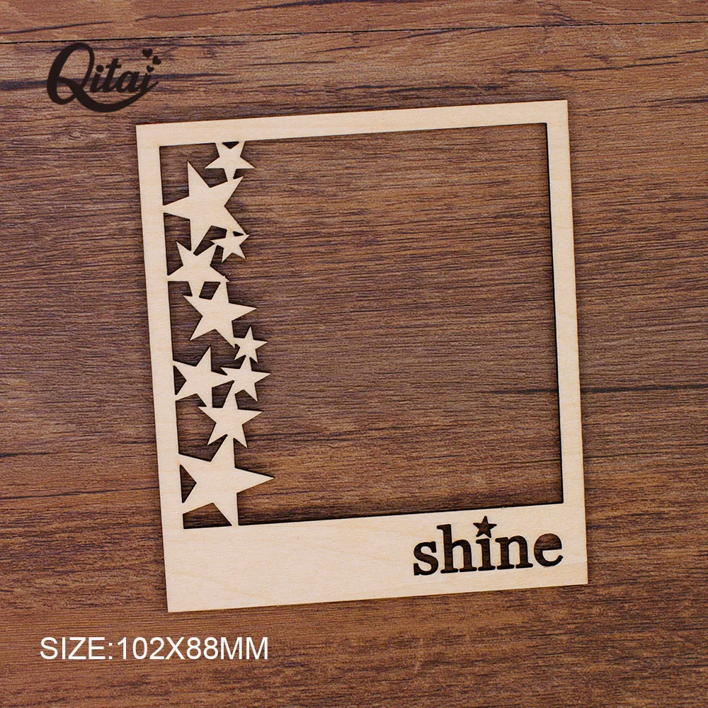 Love Wooden Photo Frame QITAI 12pcs/set 2 design Nature Wood Color Crafts Home Decoration DIY Scrapbooking invitation Card WF044