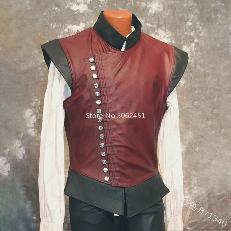 Online Mittelalterlichen Männer Rüstung Krieg Leder Weste Larp Ritter Krieger Rüstung Römischen Archer Wappenrock Mantel Haushälterin Outfit Party Cosplay Kostüm