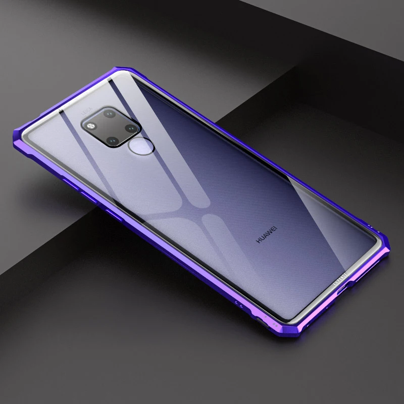 Blue Роскошный чехол для huawei mate 20 Lite Pro X Металлический бампер+ стеклянный защитный чехол для huawei mate 20 Pro чехол mate 20 Lite 20X матовый - Цвет: Blue