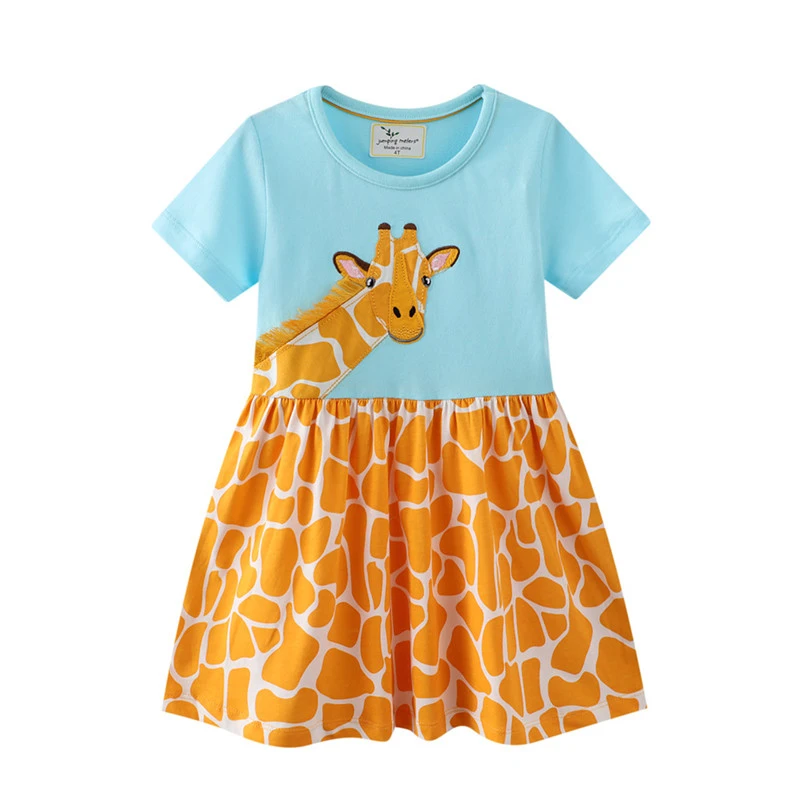 long skirt top design for baby girl Jumping Meters Princess Baby Dresses With Giraffe Applique Cute Summer Girls Party Dress Fashion Children's Clothes Hot Selling baby dresses