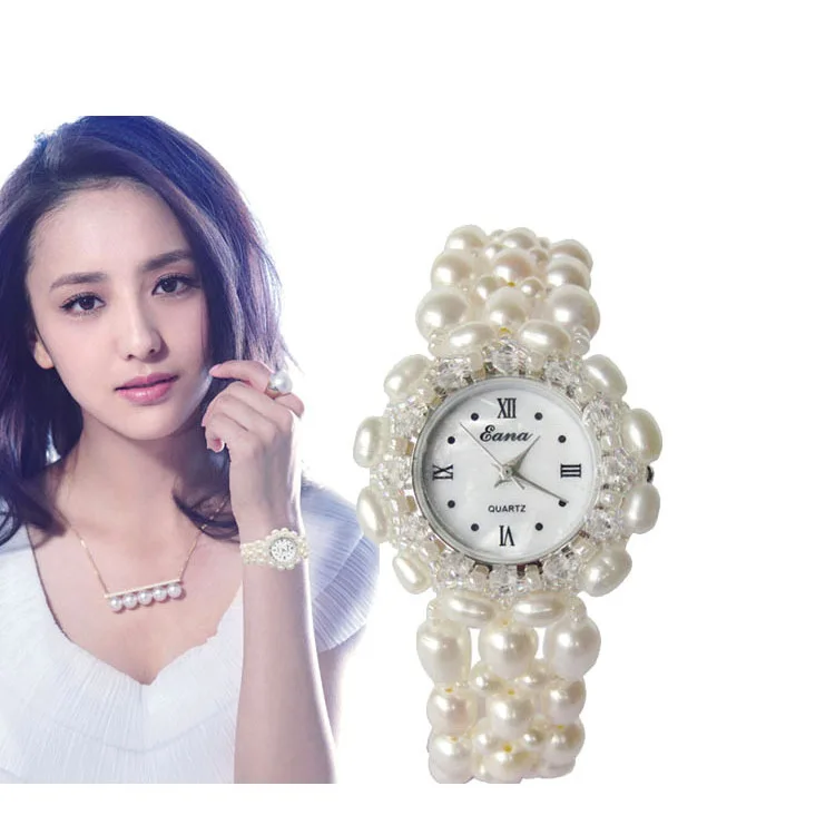 

Characteristics Creative Natural Freshwater Pearls Bracelet Watch White WOMEN'S Wristwatch Waterproof Quartz Watch Goods