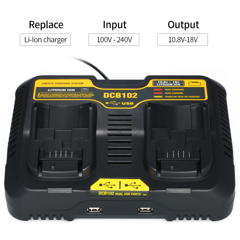 Сменное зарядное устройство DCB102 для DEWALT зарядная станция с максимальным