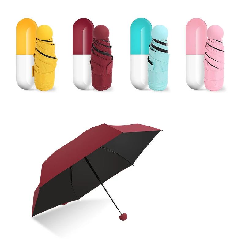 

Capsule Umbrella Mini Light Small Pockets Umbrellas Anti-UV Folding Compact VJ-Drop