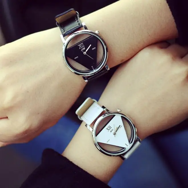 ユニークな中空アウト三角ダイヤルファッション時計の高級腕時計女性の有名なブランドの壁時計モダンなデザインerkek saat 500|クォーツ時計|  - AliExpress