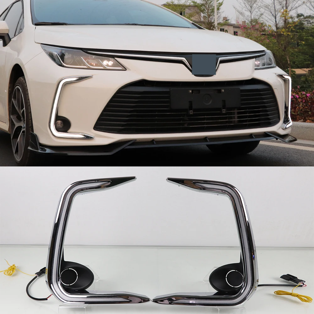 Автомобильный мигающий 2 шт. для Toyota Corolla желтое Сигнальное реле Водонепроницаемый Автомобильный светодиодный DRL лампа Светодиодный дневной ходовой светильник