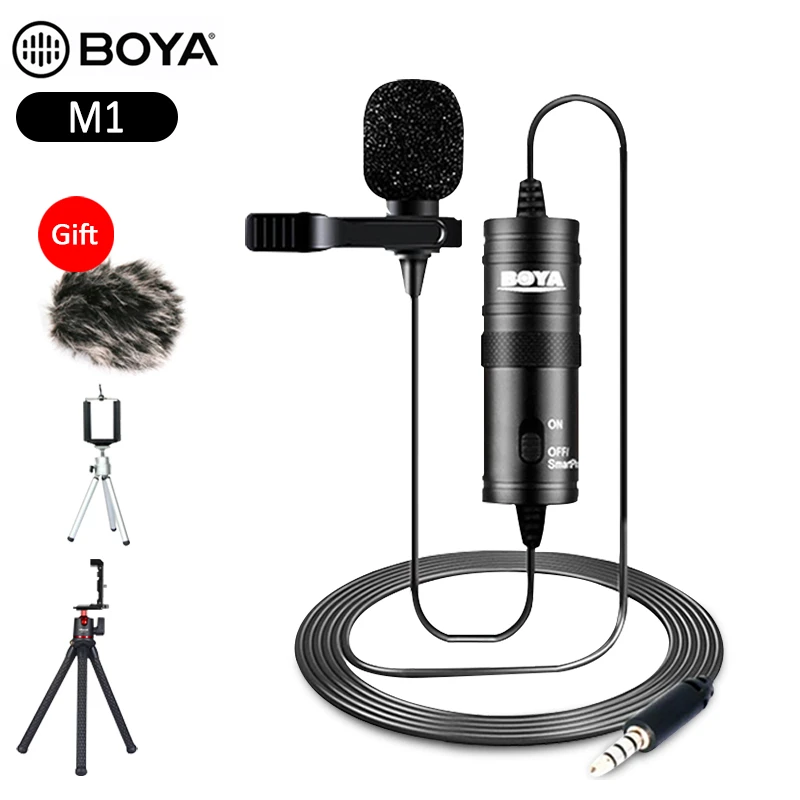 for Smartphones TRRS 3.5mm Jack DSLR Camcorders Omnidirectional Electret Condenser Mic Boya BY-M1DM Dual-Head Lavalier Microphone Lapel Clip-on Microphone EXTREME-LONG Cable 