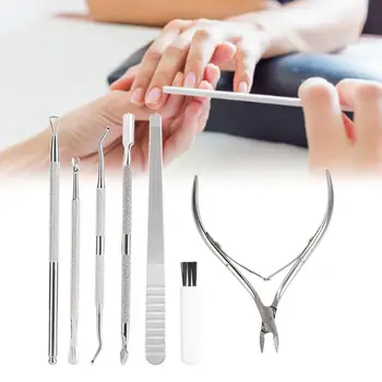 

For Cuticle 7pcs Stainless Steel Nail Clippers Set Cuticle Spoon Pusher Fork Dead Skin Files Nail Care Cuticle Remuver