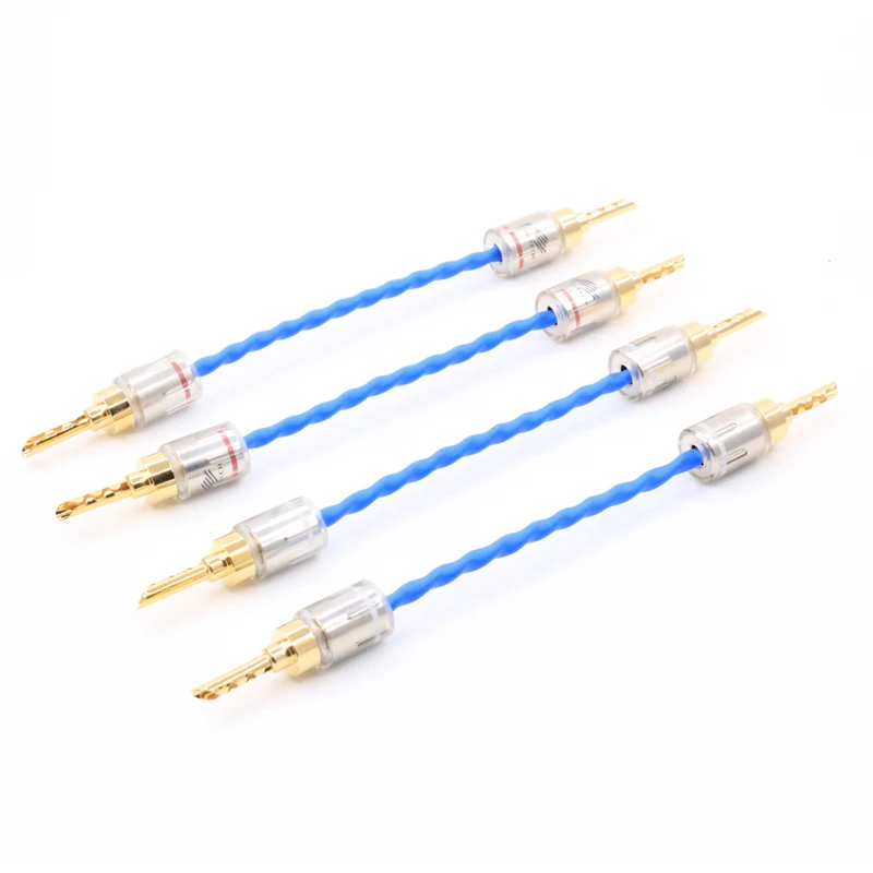 

4PCS Emperor Double Crown Jump cable Bradge cable for speakers with spade connectors silver-gold