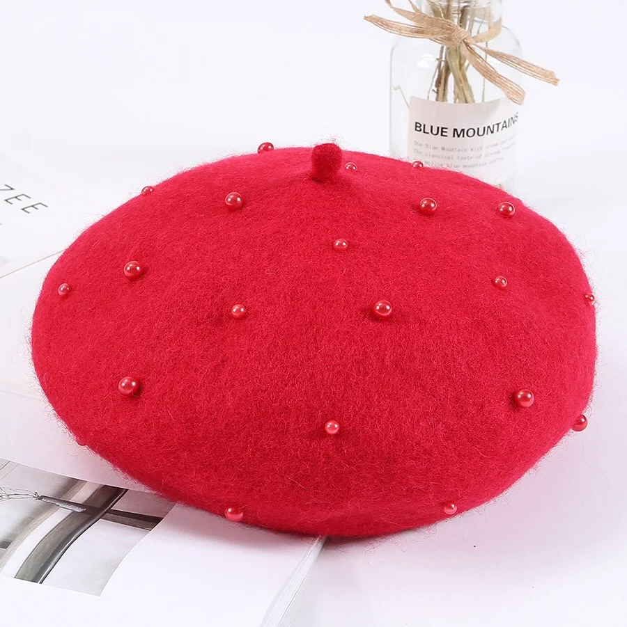 Autumn and winter new beret starry pearl beret pumpkin cap french hats women boina beret hat boinas para mujer french hat