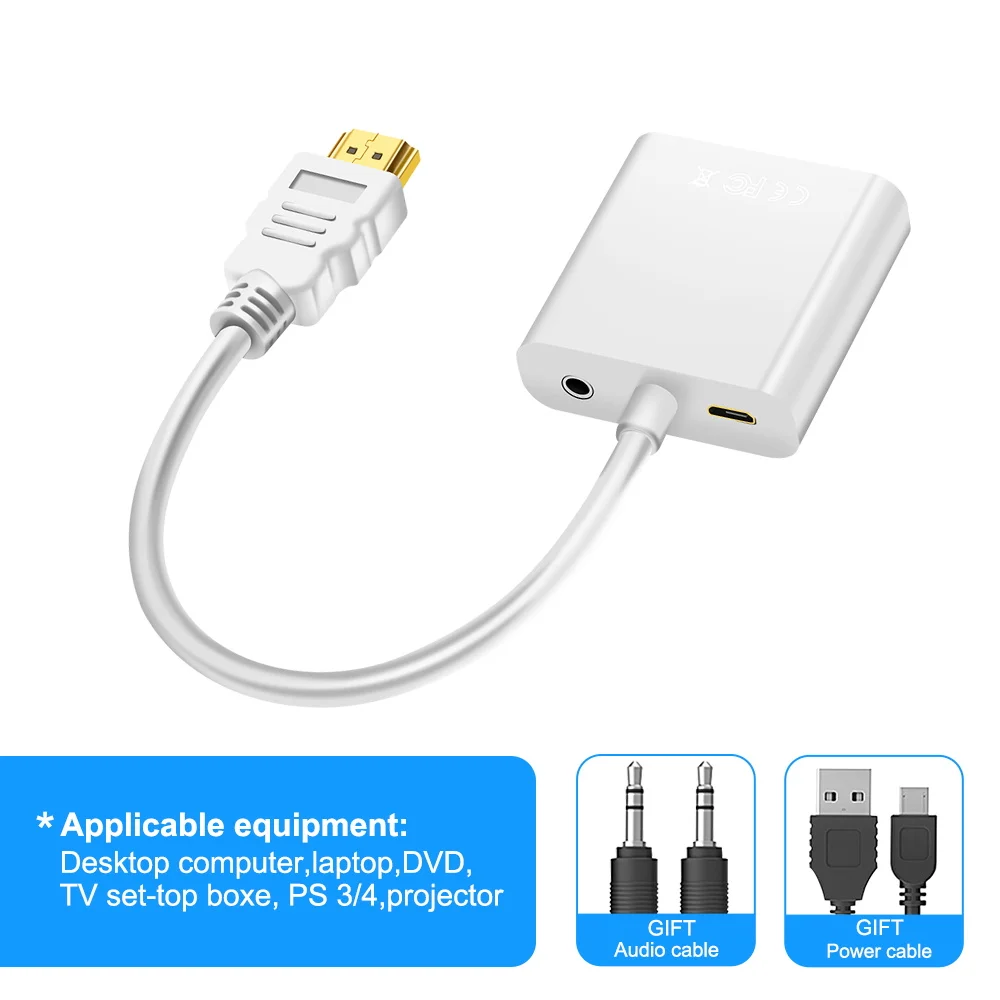 Адаптер hdmi-vga 1080P Male to Famale цифро-аналоговый конвертер кабель для HDTV Xbox PS4 ПК ноутбук для проектора Displayer - Цвет: With Audio and power
