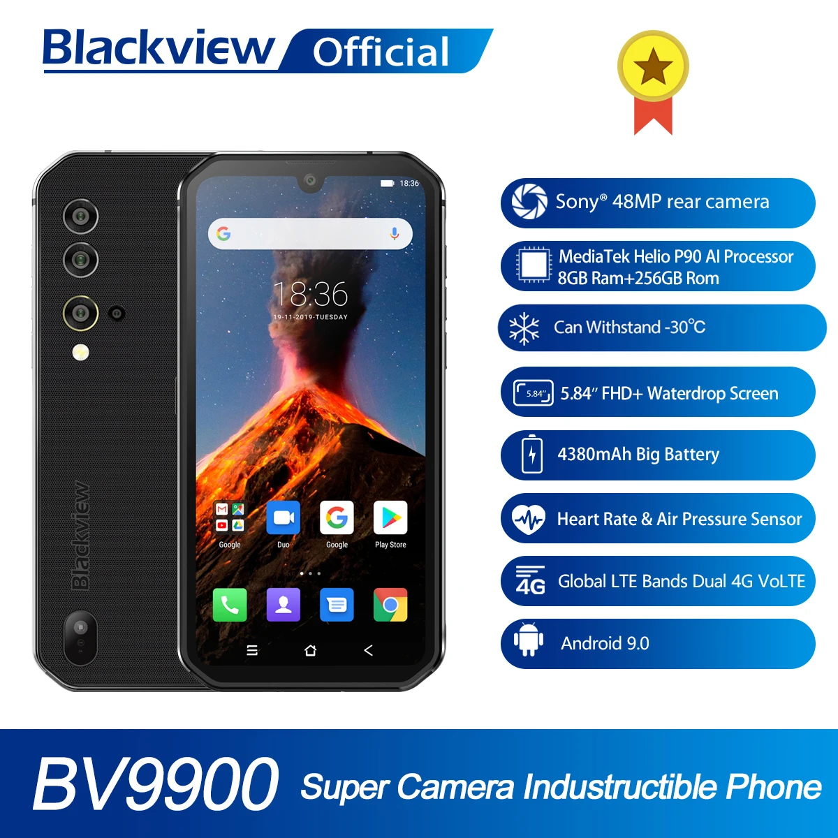 Blackview BV9900 Helio P90 Восьмиядерный 8 Гб 256 ГБ 5 84 ''FHD + IP68 водонепроницаемый прочный