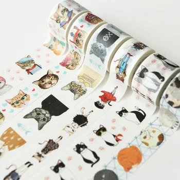 

1PC Cute Pet Cat Series Fashion Animal Stickers DIY Washi Masking Tape Stationary School Supplies Decoration