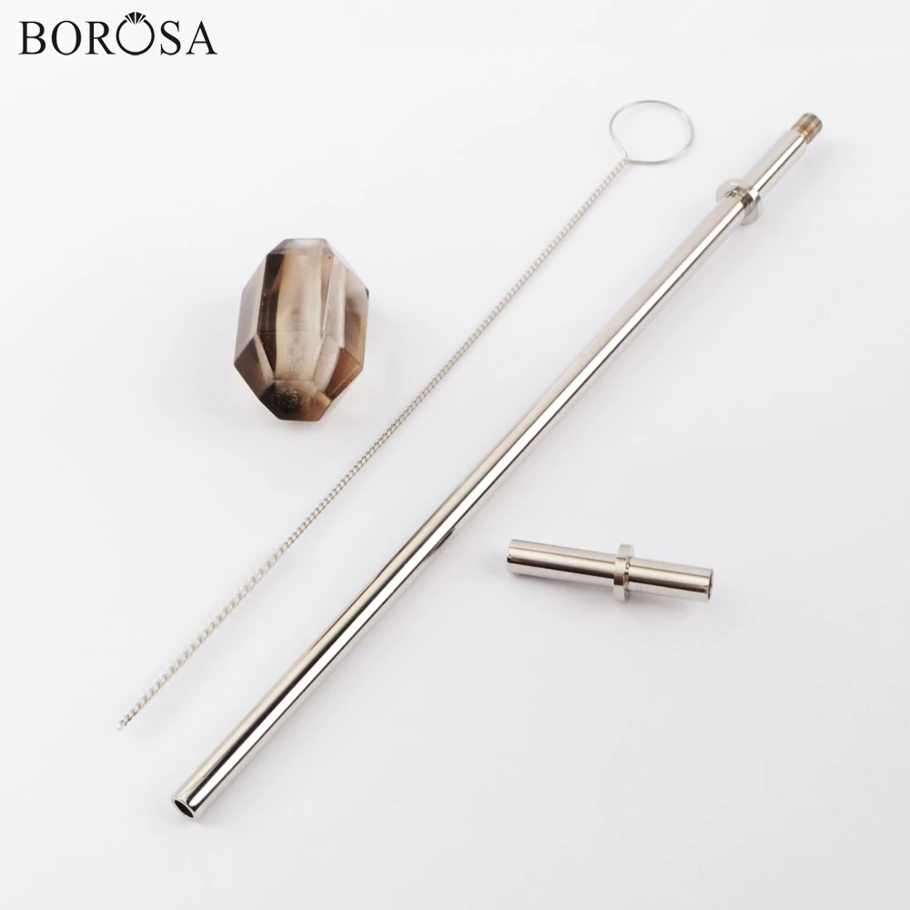 BOROSA 2 шт. соломинка для коктейлей многоразовые соломинки и натуральный камень перерабатываемая соломинка для коктейлей для вечерние WX1203