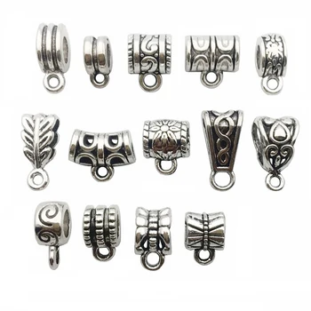 

120Pcs Metal Connector Bail Tube Beads Spacer Bead Hanger For Jewelry Making Fit Charm DIY Bracelet Pendant