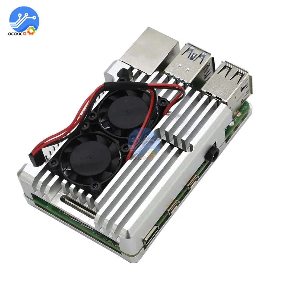Для Raspberry Pi 4 CNC чехол из алюминиевого сплава Защитная крышка с вентиляторами для Raspberry Pi 4 ЧПУ-Коробка Чехол