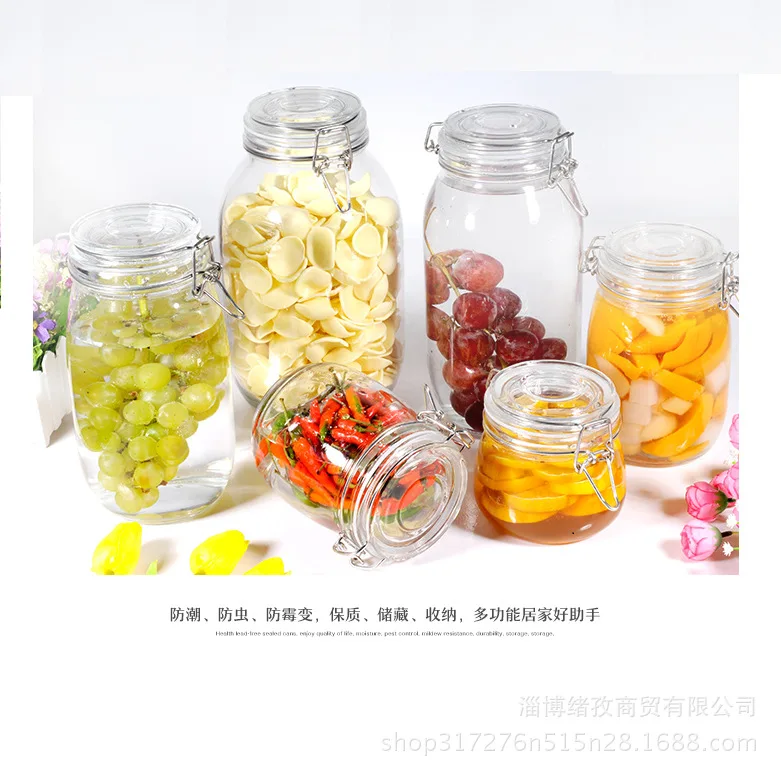 Glass sealed jar lemon honey apple sauce bottle pickle tea pot enzyme storage tank | Дом и сад