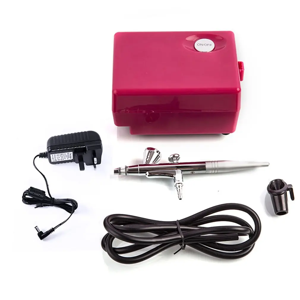 red plug UK G-16B Beauty Airbrush Kit Nozzle Caliber Press Pull Double Action Switch Printing Nail tattoo DIY Painting - Цвет: red plug UK