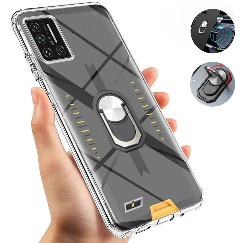 neck pouch for phone Phone Case for Umidigi A11 Pro Max Soft Silicone 360 Rotation Ring Stand Holder Case for Umidigi Bison GT Transparent Cover Capa phone pouches