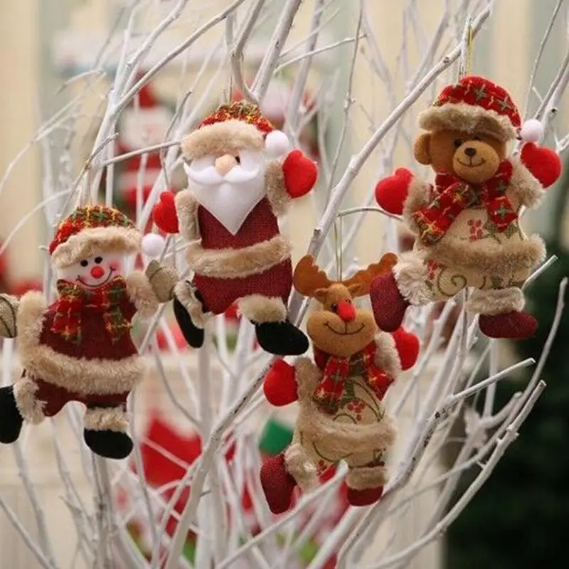 3pc Christmas Ornaments Santa Claus Snowman Reindeer Toy Doll Hang Decor