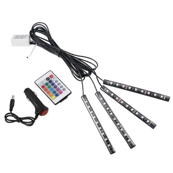 

4*9 LED Car Light Interior Atmosphere 2800K/4300K 5W for SUV Floor Strip Lamp Remote Control Car Interior RGB Neon LampStrip 12V