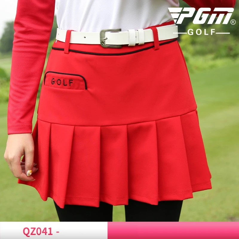Женский летний комплект одежды для гольфа, женская спортивная одежда, юбки, комплект, рубашка с длинными рукавами, плиссированные тонкие юбки, спортивный комплект одежды для гольфа/тенниса - Цвет: Red Skirt