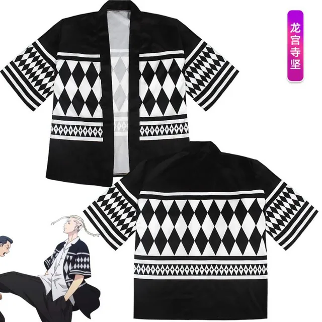 Anime Tokyo Revengers T-shirt Sano Manjirou Ken Ryuguji Haori Polyester Summer Short-sleeve Tees tops Cosplay Costume A2