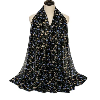 

15 Colors 180*75Cm Fashion Floral Bubble Chiffon Instant Hijab Ladies Print Soft Shawls and Wraps Bufandas Muslim Bonnet Caps