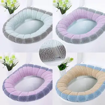 

Comfortable Universal Toilet Seat Cover Warm Soft Reusable Flannel Toilet Mat Seat Case Toilet Lid Cover Bathroom Products