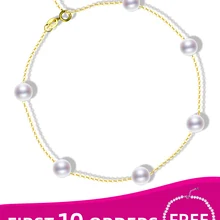 XF800 жемчужный браслет для женщин, 18 К, желтое золото/Au750, натуральный пресноводный круглый жемчуг, очаровательные ювелирные украшения, подарок S326