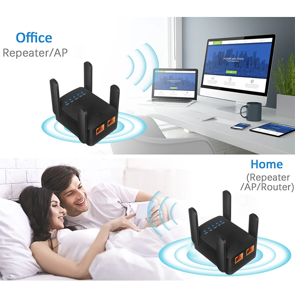 Amplificateur De Signal WiFi, Répéteur WiFi 300 Mbps Avec Port Ethernet Installation Rapide Amplificateur Internet Sans Fil Longue Portee Noir 90554954