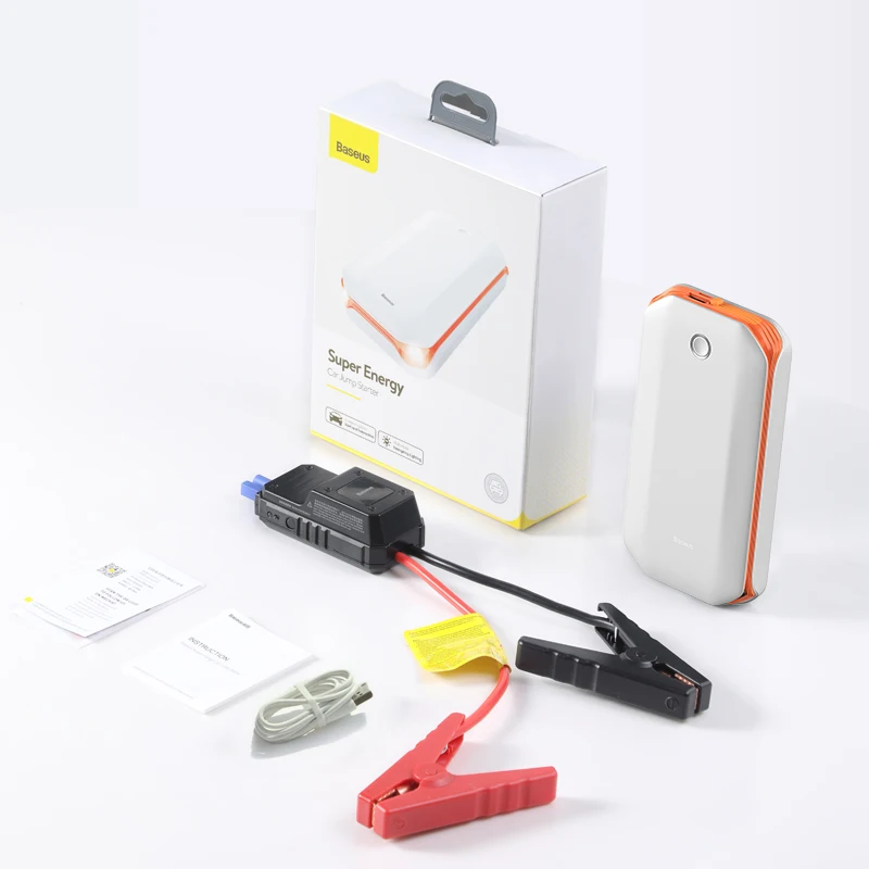 White Jump Starter Baseus автомобильный скачок стартер аккумулятор Портативный 12V 800A Автомобильный аварийный усилитель аккумулятора для 4.0L автомобильный стартер - Цвет: White Jump Starter